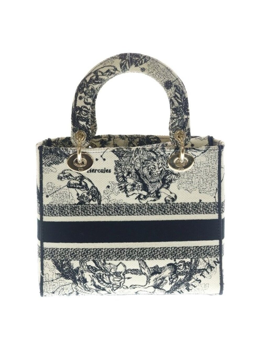 ★SOLD★ Dior Lady D-lite D Light Canvas 2-Way Bag Gold Ivory Black - Picture 2 of 6